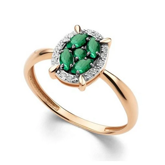 Кольцо золотое 15930-101 | Кольца с изумрудами купить по выгодной цене в ювелирном магазине ⭐️ «Золотая Подкова»