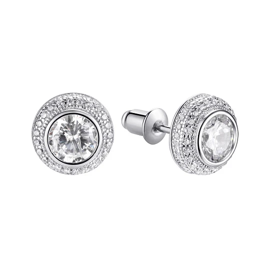 Серьги из серебра с фианитами