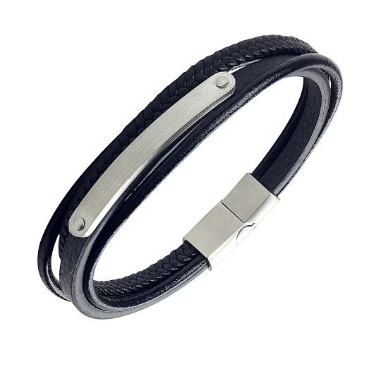Браслет стальной AS-BR042-bk | Стальные браслеты купить по выгодной цене в ювелирном магазине ⭐️ «Золотая Подкова»