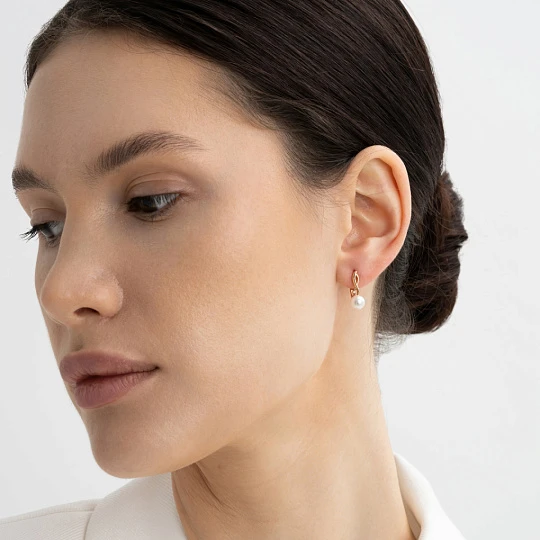 Серьги золотые 831219 | Серьги с жемчугом купить по выгодной цене в ювелирном магазине ⭐️ «Золотая Подкова»