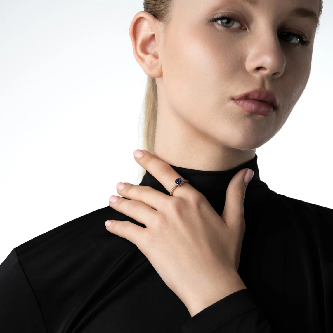 Кольцо золотое 920484Сапфир гт. | Кольца с фианитом купить по выгодной цене в ювелирном магазине ⭐️ «Золотая Подкова»