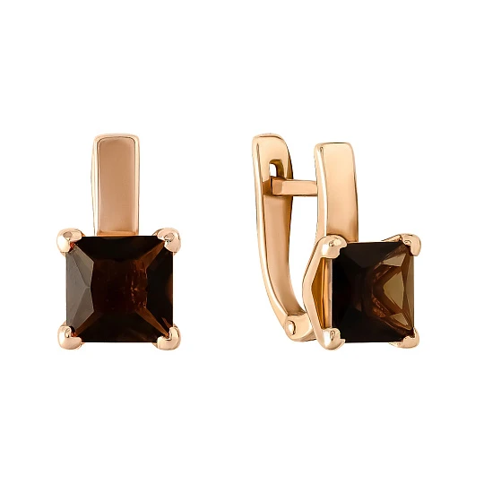 Серьги золотые 1035502-11220-R | Серьги с раухтопазом купить по выгодной цене в ювелирном магазине ⭐️ «Золотая Подкова»