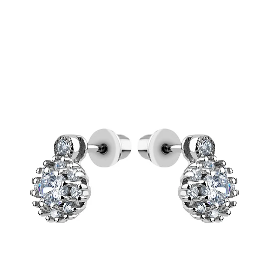 Серьги из серебра с фианитами