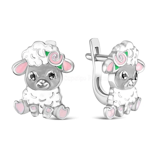 Серьги серебряные са-00р216 Овечка | Ювелирные изделия от бренда Серебро России 💍 купить по доступной цене в ювелирной сети «Золотая Подкова»