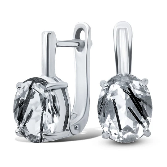 Серьги серебряные 22VEAFA00915b-19 | Серьги с кварцем купить по выгодной цене в ювелирном магазине ⭐️ «Золотая Подкова»