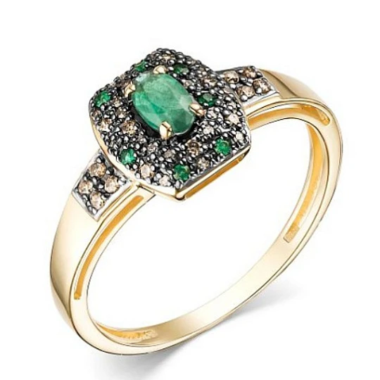 Кольцо золотое 15752-365 | Кольца с изумрудами купить по выгодной цене в ювелирном магазине ⭐️ «Золотая Подкова»