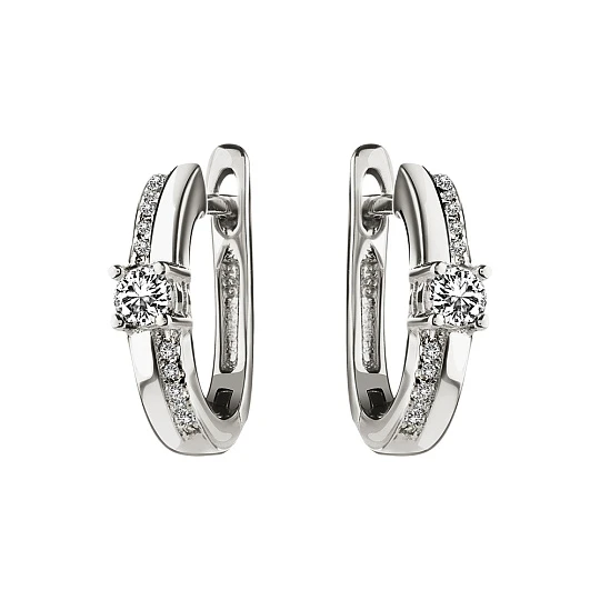 Серьги из серебра с фианитами