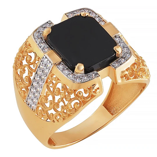 Кольцо золотое 901-00411-10-00-12-00 | Печатки кольца купить по выгодной цене в ювелирном магазине ⭐️ «Золотая Подкова»