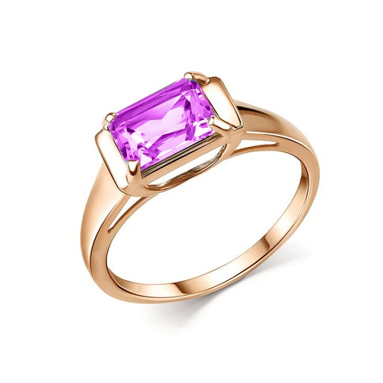 Кольцо золотое 10391 Аметист | Кольца с аметистом купить по выгодной цене в ювелирном магазине ⭐️ «Золотая Подкова»