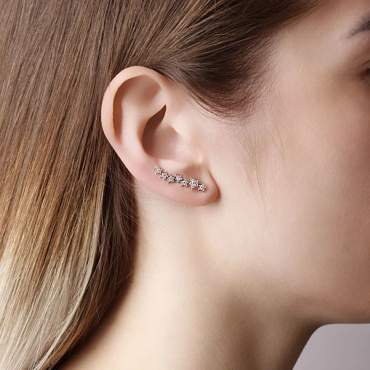 Серьги серебряные 2101220-00775 | Зажимы серьги купить по выгодной цене в ювелирном магазине ⭐️ «Золотая Подкова»