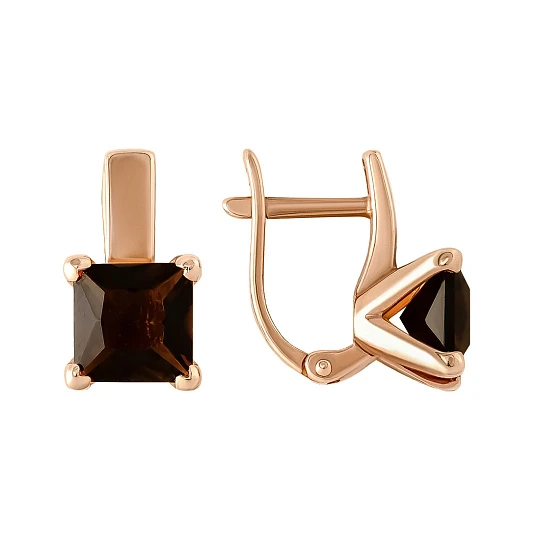 Серьги золотые 1035502-11220-R | Серьги с раухтопазом купить по выгодной цене в ювелирном магазине ⭐️ «Золотая Подкова»