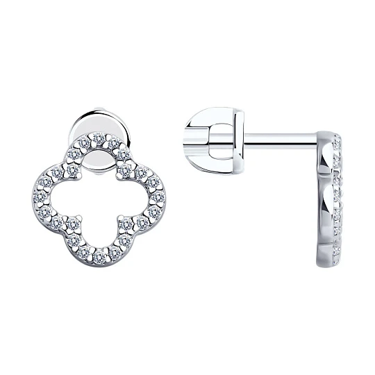 Серьги серебряные 94025798 | Серьги с фианитом купить по выгодной цене в ювелирном магазине ⭐️ «Золотая Подкова»