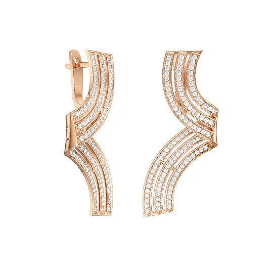 Серьги из золота с фианитами