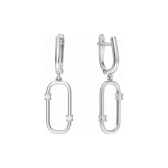 Серьги из серебра с фианитами