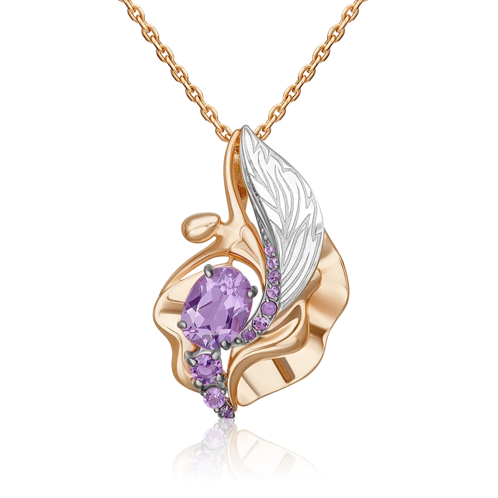 Подвеска золотая 03-3438-00-203-1111 №22 22 | Подвески и кулоны с аметистом купить по выгодной цене в ювелирном магазине ⭐️ «Золотая Подкова»