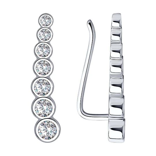 Серьги серебряные 94021653 | Зажимы серьги купить по выгодной цене в ювелирном магазине ⭐️ «Золотая Подкова»