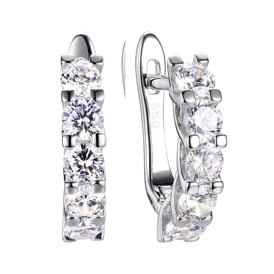 Серьги из серебра с фианитами