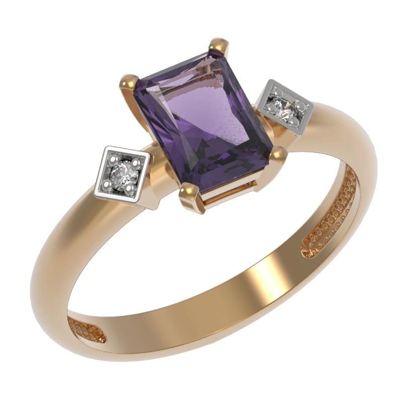Кольцо золотое 1021-11130-A | Кольца с аметистом купить по выгодной цене в ювелирном магазине ⭐️ «Золотая Подкова»