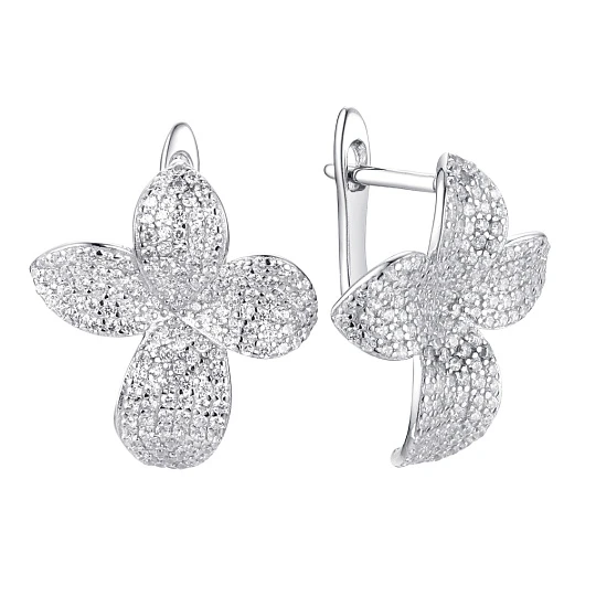 Серьги серебряные CZ-E01803-X-W-X-X-W | Серебряные серьги купить по выгодной цене в ювелирном магазине ⭐️ «Золотая Подкова»