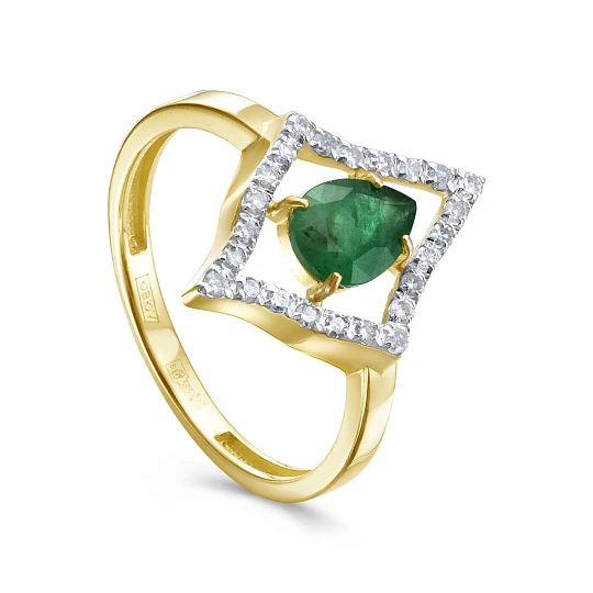 Кольцо золотое 11-22056-1200 | Кольца с изумрудами купить по выгодной цене в ювелирном магазине ⭐️ «Золотая Подкова»