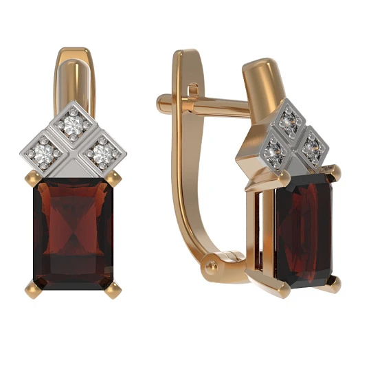 Серьги золотые 1042-11130-G | Серьги с гранатом купить по выгодной цене в ювелирном магазине ⭐️ «Золотая Подкова»