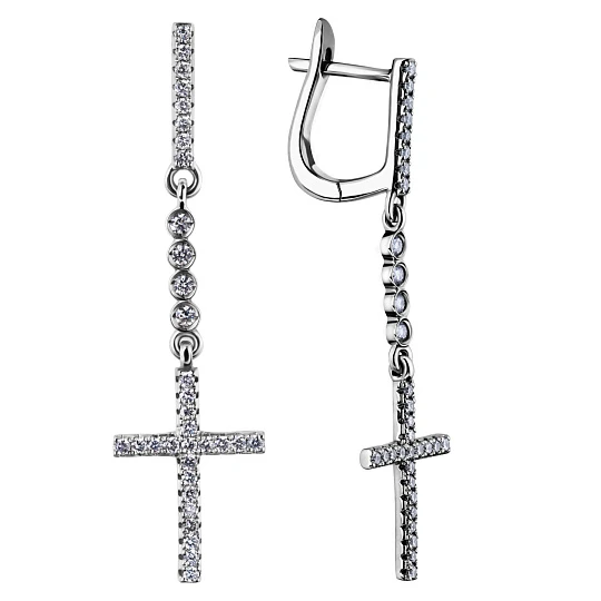 Серьги золотые ME-0103E WG | Ювелирные изделия в сети Золотая Подкова