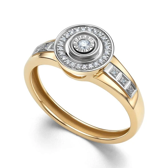 Кольцо золотое 15910-100 | Кольца купить по доступной цене в ювелирном магазине «Золотая Подкова»