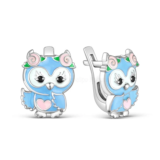 Серьги серебряные сс-00р216-1 Сова | Ювелирные изделия от бренда Серебро России 💍 купить по доступной цене в ювелирной сети «Золотая Подкова»