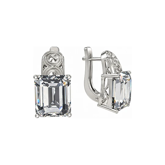 Серьги из серебра с фианитами