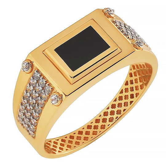 Кольцо золотое 901-00461-10-00-12-00 | Кольца с агатами купить по выгодной цене в ювелирном магазине ⭐️ «Золотая Подкова»