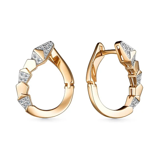 Серьги золотые 25763-100 | Английский замок серьги купить по выгодной цене в ювелирном магазине ⭐️ «Золотая Подкова»