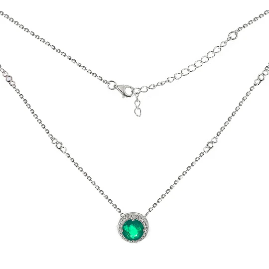 Колье серебряное SS-B0645NC3 | Колье с фианитом купить по выгодной цене в ювелирном магазине ⭐️ «Золотая Подкова»