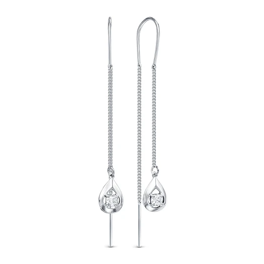 Серьги из серебра с фианитами