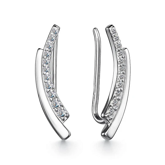 Серьги из серебра с фианитами