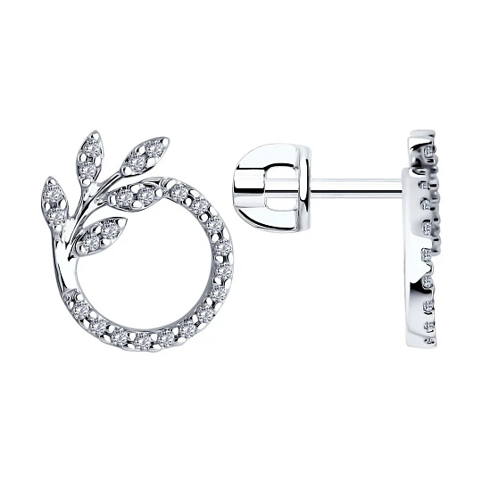Серьги из серебра с фианитами