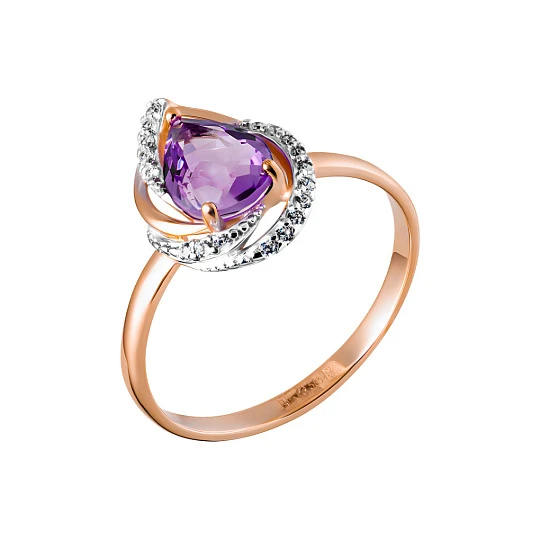 Кольцо золотое 1055931-11130-A | Кольца с аметистом купить по выгодной цене в ювелирном магазине ⭐️ «Золотая Подкова»