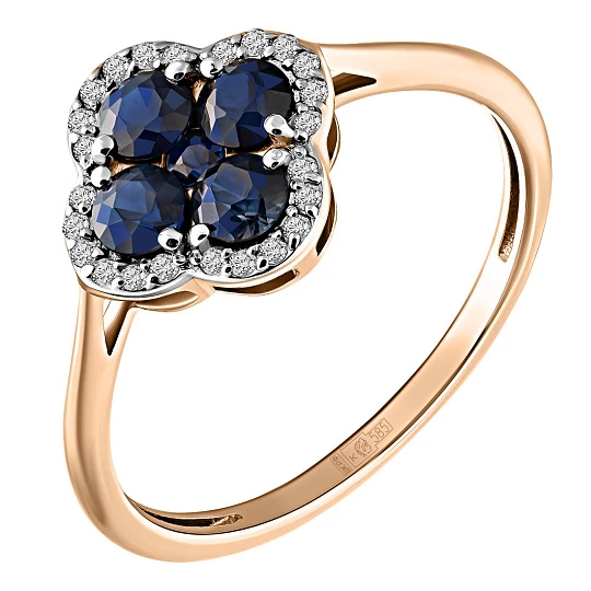 Кольцо золотое 802-02461-10-11-02-10 | Кольца с сапфиром купить по выгодной цене в ювелирном магазине ⭐️ «Золотая Подкова»