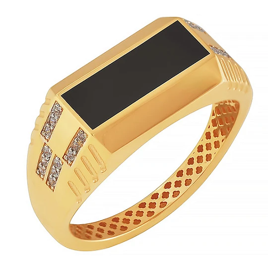 Кольцо золотое 901-00459-10-00-12-00 | Кольца с агатами купить по выгодной цене в ювелирном магазине ⭐️ «Золотая Подкова»