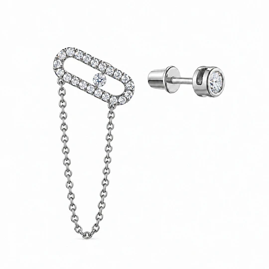 Серьги из серебра с фианитами
