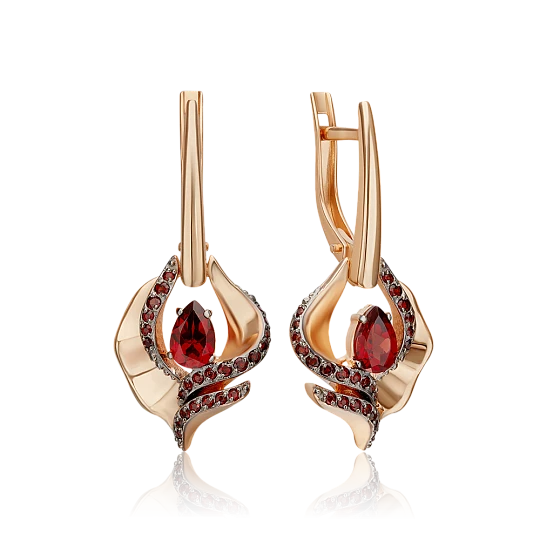 Серьги золотые 02-5181-00-204-1110 | Серьги с гранатом купить по выгодной цене в ювелирном магазине ⭐️ «Золотая Подкова»