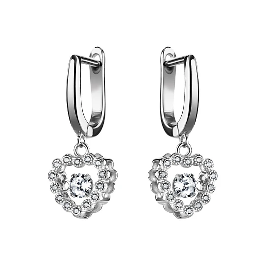 Серьги из серебра с фианитами