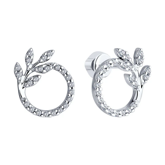 Серьги из серебра с фианитами
