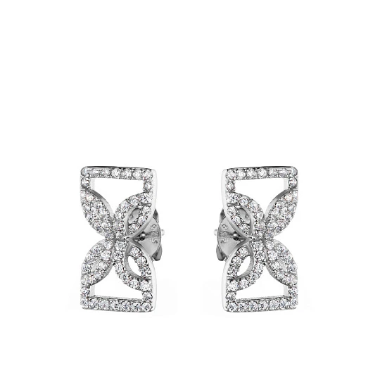Серьги из серебра с фианитами