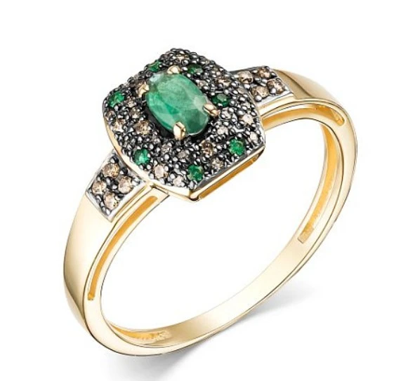 Кольцо золотое 15752-365 | Кольца с изумрудами купить по выгодной цене в ювелирном магазине ⭐️ «Золотая Подкова»