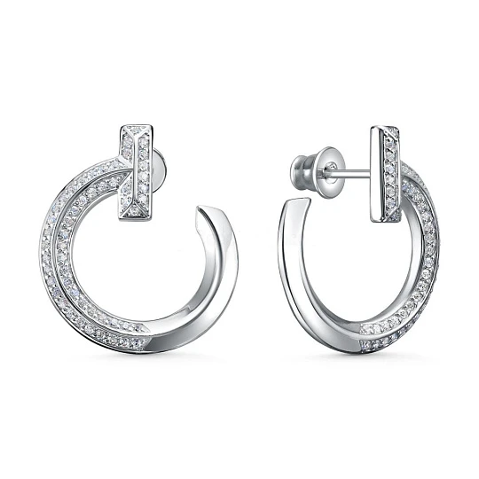 Серьги серебряные 421-10-р | Серьги с фианитом купить по выгодной цене в ювелирном магазине ⭐️ «Золотая Подкова»