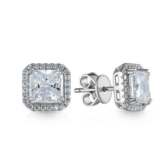 Серьги из серебра с фианитами