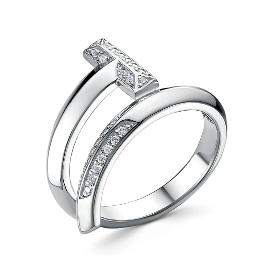 Кольцо серебряное 411-10-р | Кольца с фианитом купить по выгодной цене в ювелирном магазине ⭐️ «Золотая Подкова»