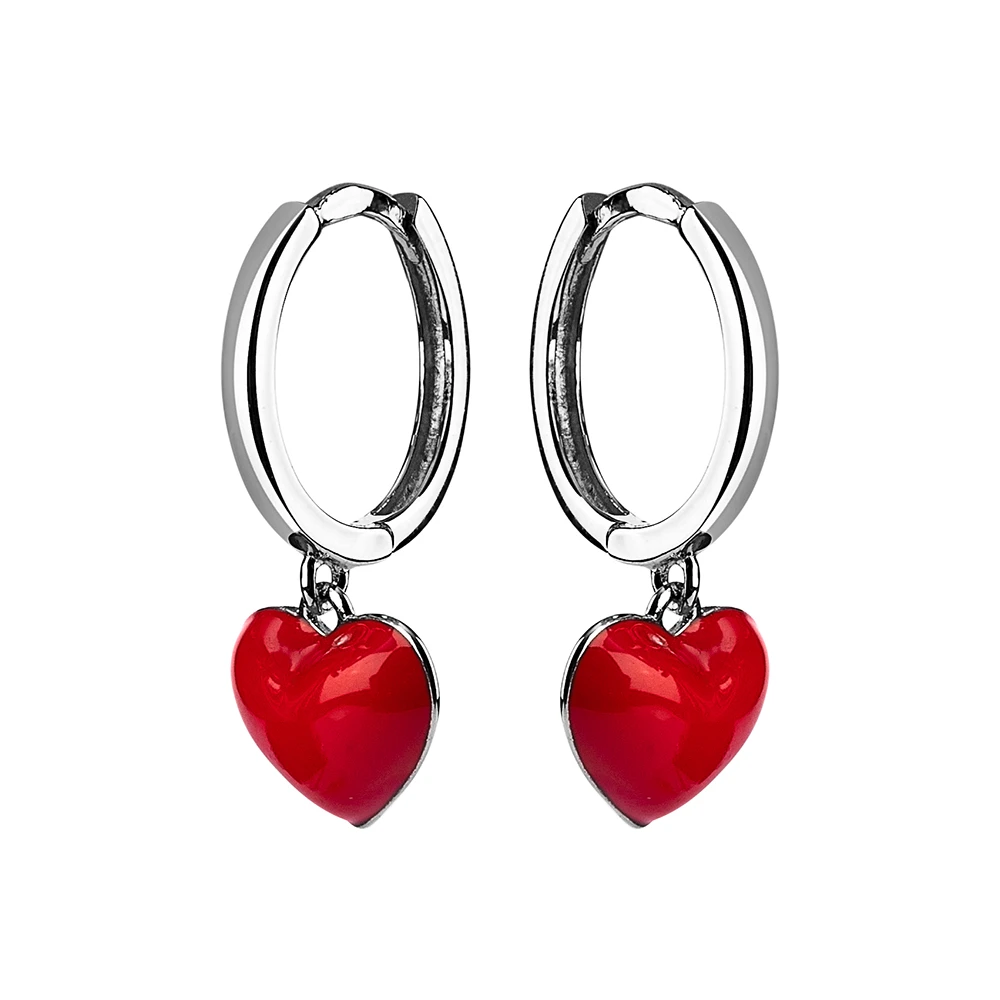 Серьги серебряные E86320225-Rd | Серьги купить по доступной цене в ювелирном магазине «Золотая Подкова»