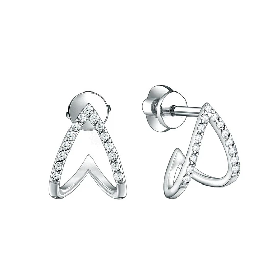 Серьги серебряные с-0001р200 | Ювелирные изделия от бренда Серебро России 💍 купить по доступной цене в ювелирной сети «Золотая Подкова»