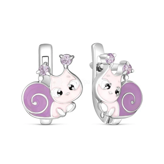 Серьги серебряные 2313035 Улитка | Ювелирные изделия от бренда Серебро России 💍 купить по доступной цене в ювелирной сети «Золотая Подкова»